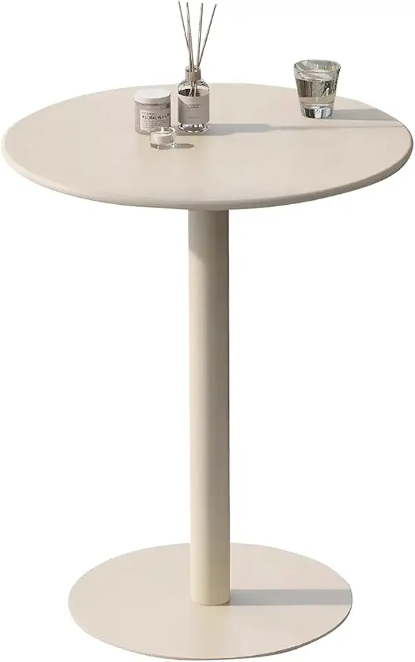 Modern Round Dining Table Bar Table Beige - Small Side Table End Table with Metal Base, Coffee Table Living Room Table, Tea Able Snack Table for Bedroom Balcony (Size : 40x40x62cm)