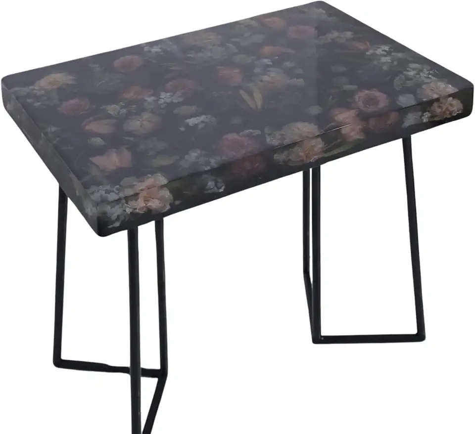 Chic Interiors, Artistic Home Gift, Artisanal Preserved Flower Resin Table, Opulent Coffee Table, Wedding flower resin side table, Custom, Living Room Table, Resin Wood, Table Office (40x60 inch.)