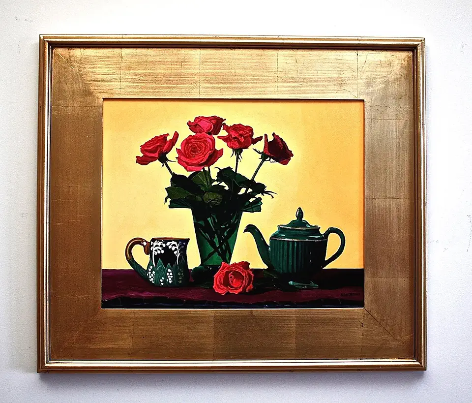 Oil Painting on Linen Canvas Floral Still Life Framed