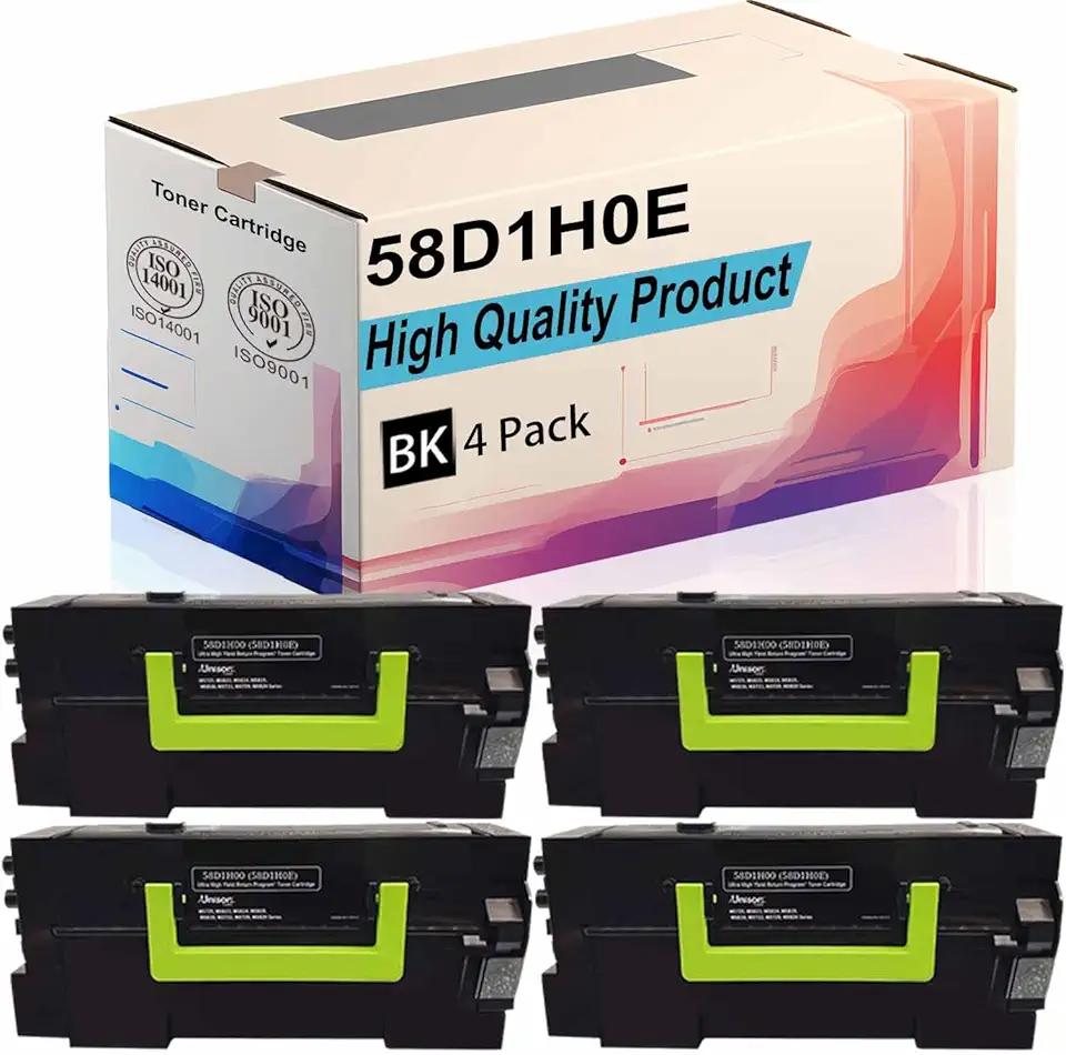 58D1H0E Toner Cartridge Compatible for Lexmark MS725dvn MS821dn MS821n MS822de MS823dn MS823n MS825dn MS826de MX721ade MX721adhe Printer |58D1H00| High Yield 15000 Pages (Black 4Pack)