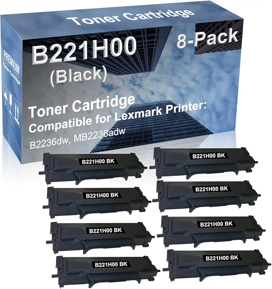 8-Pack Compatible High Capacity B2236dw, MB2236adw Printer Toner Cartridge Replacement for B221H00 Printer Cartridge (Black)