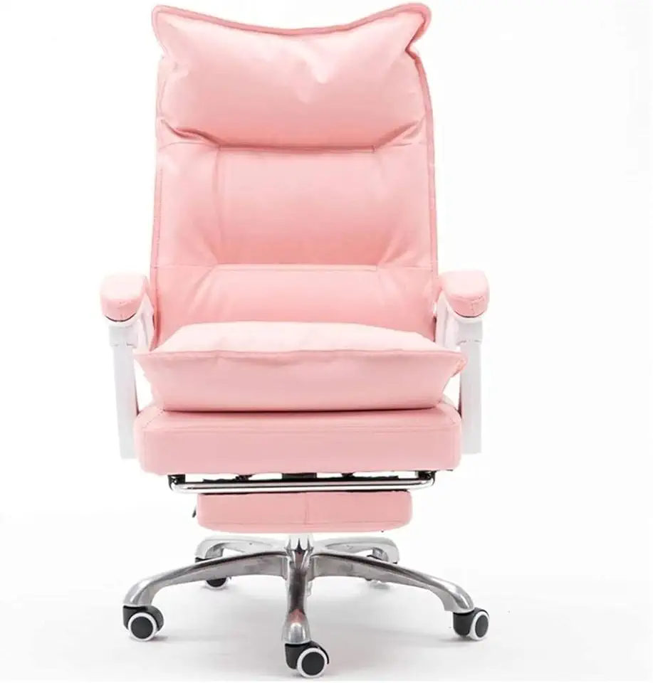 Computer Gaming Chair Home Office Chairs Leather Desk Chair Ergonomic Video Game Chairs Reclining Boss Chair with Footstool Pink