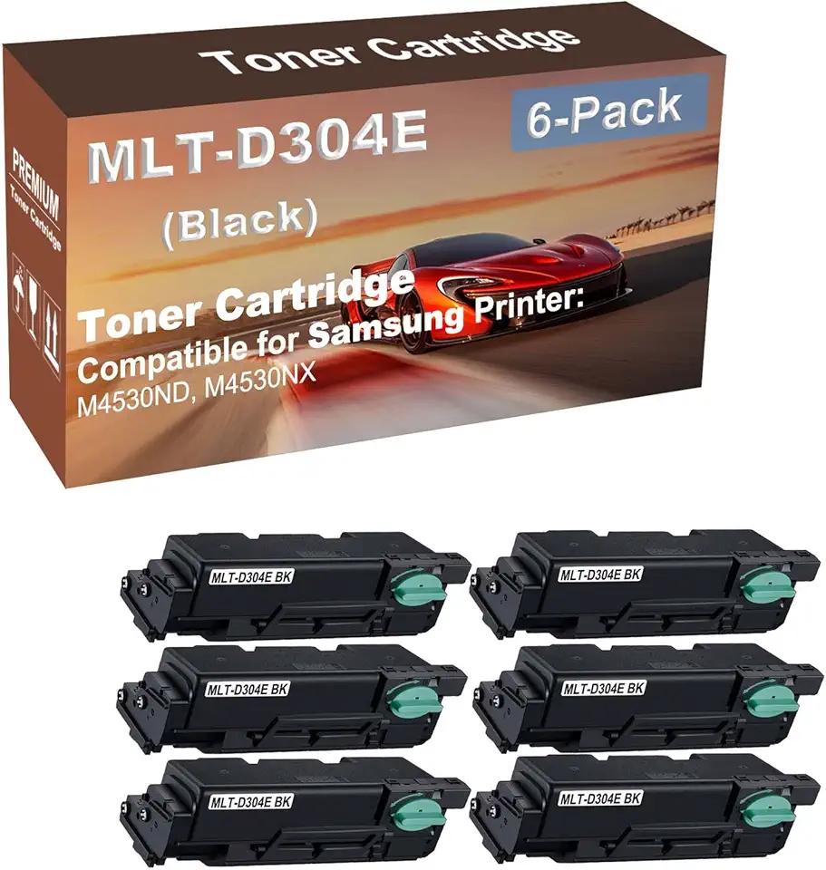 6-Pack Compatible High Capacity MLT-D304E Toner Cartridge use for Samsung M4530ND, M4530NX Printer (Black)