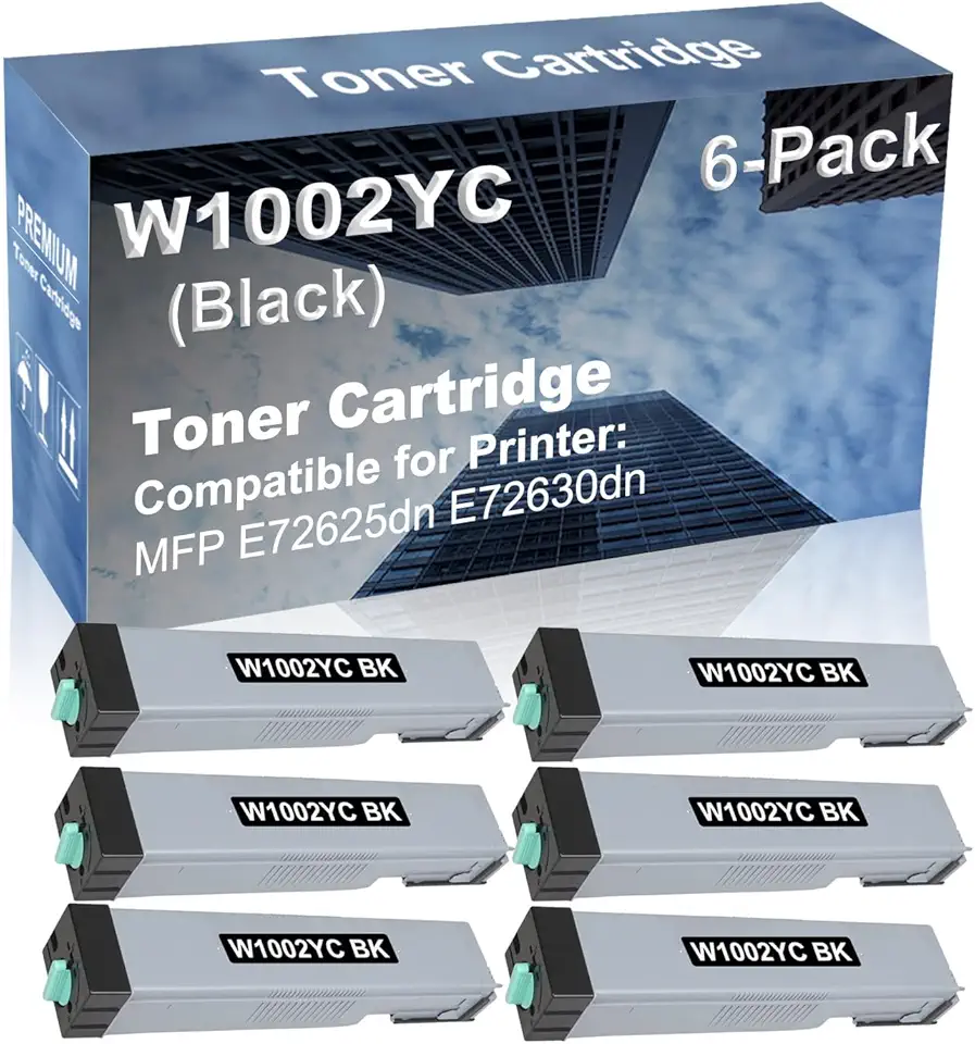 6-Pack Compatible High Yield MFP E72625dn E72630dn Printer Cartridge Replacement for W1002YC Toner Cartridge (Black)