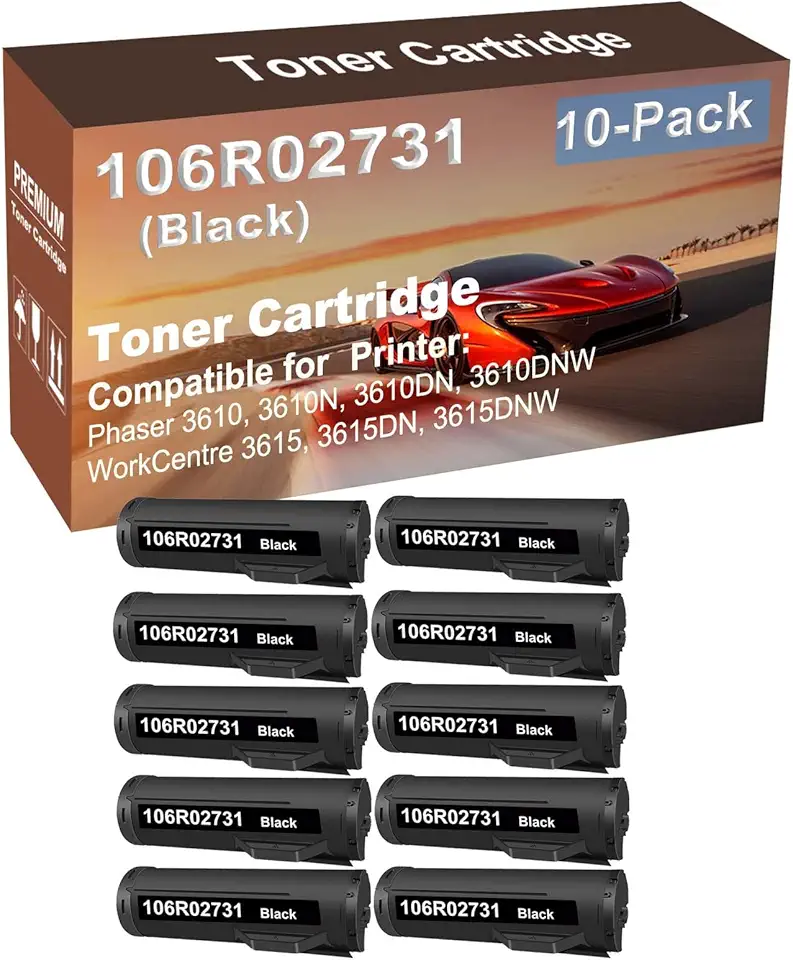 10-Pack Compatible High Yield 3615, 3615DN, 3615DNW Printer Cartridge Replacement for 106R02731 Toner Cartridge (Black)
