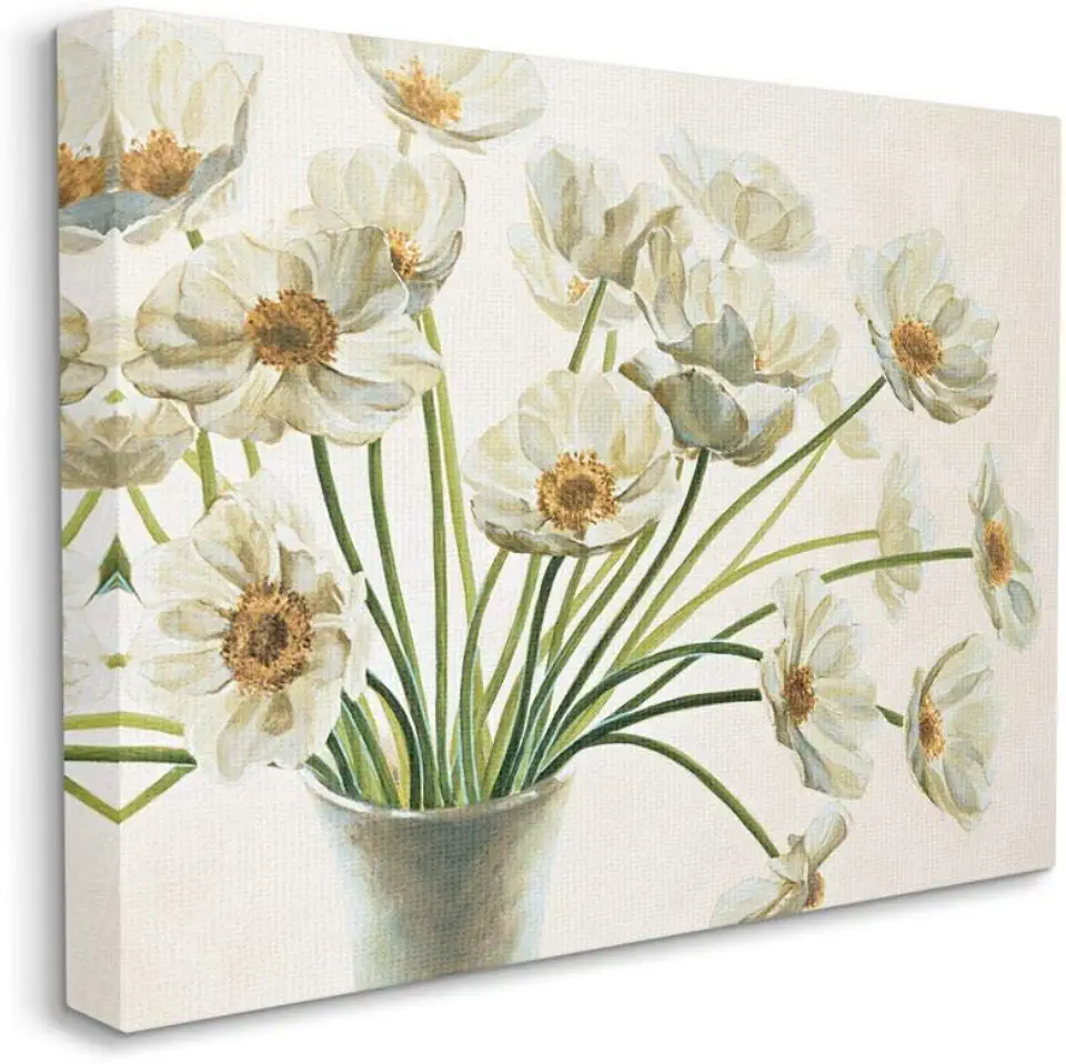 Stupell Industries Peaceful Poppies White Florals in Soft Ceramic, Designed by Eva Barberini Wall Art, 36 x 48, Canvas