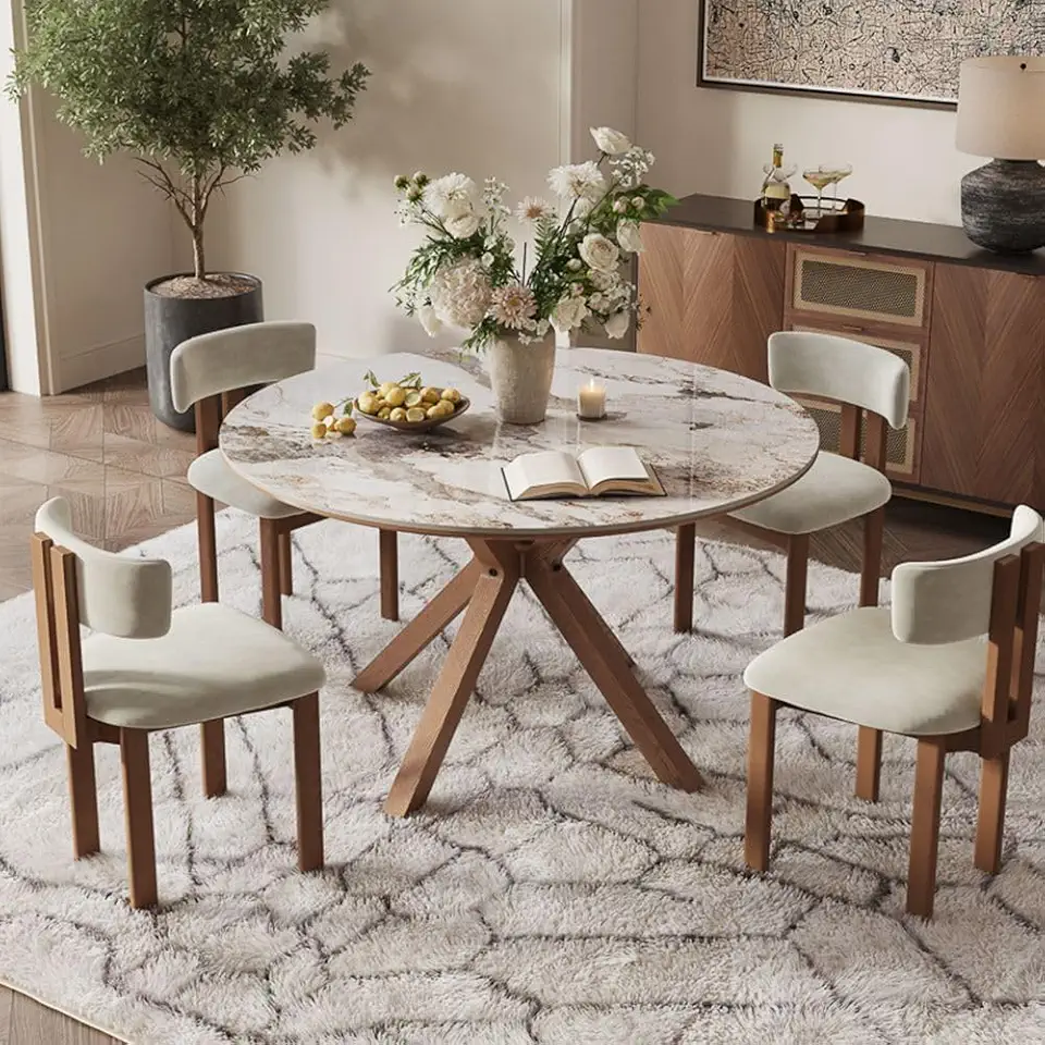 POVISON Round Dining Table for 4, 47