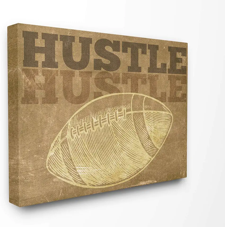 Stupell Industries Hustle Football Vintage Sports Sepia Design Canvas Wall Art, Multi-Color
