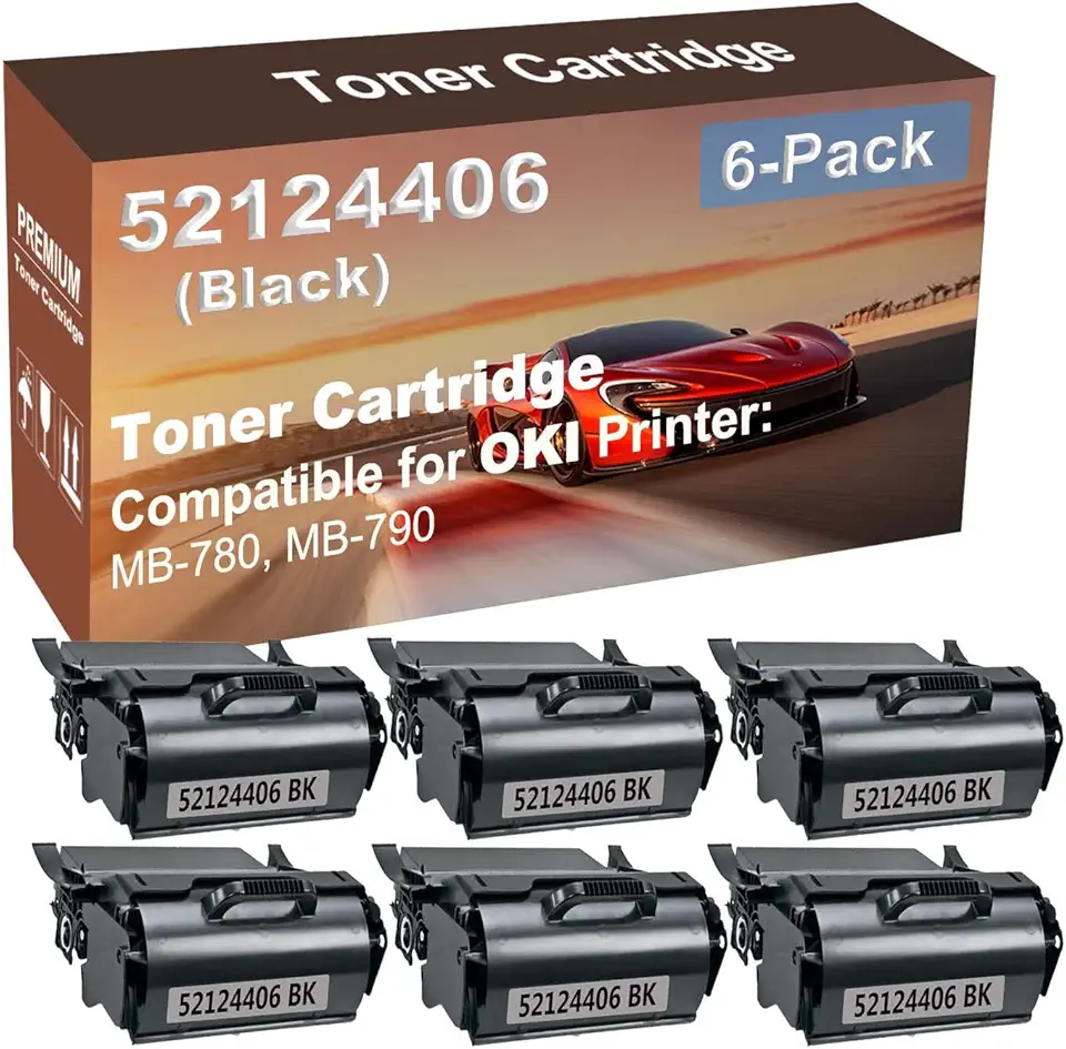 6-Pack Compatible High Yield MB-780, MB-790 Printer Cartridge Replacement for 52124406 Toner Cartridge (Black)