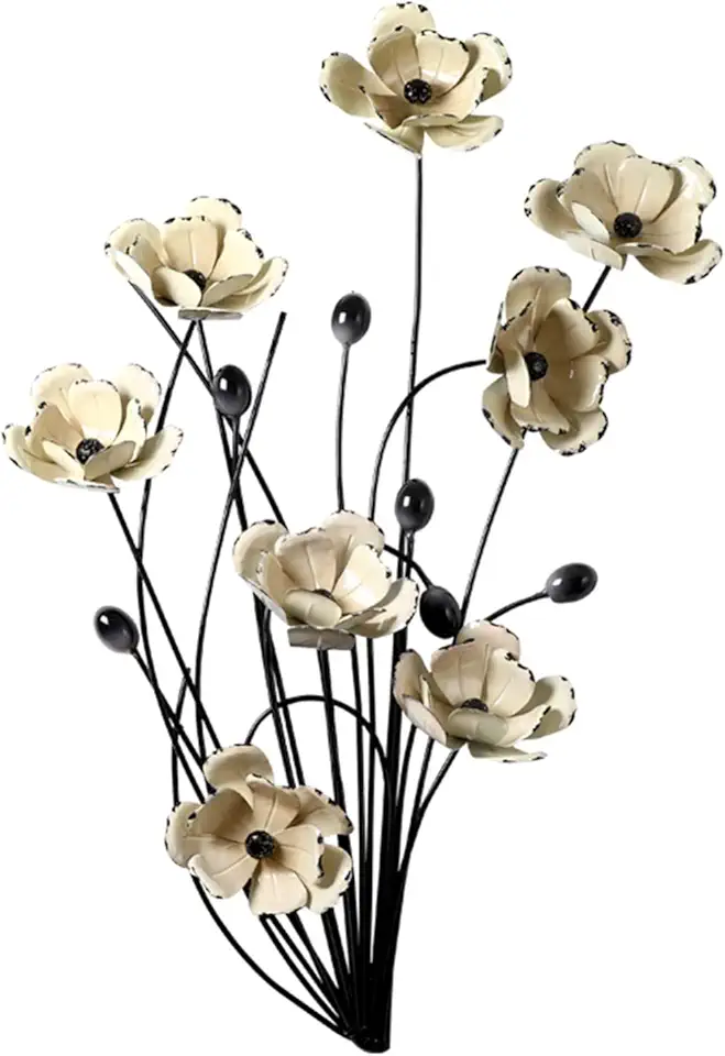 Wall Sculptures Wrought Iron Flower Wall Decoration Crafts Wall Hanging Home Livingroom Hotel Office Wall Sticker Mural Ornaments Decor (A)