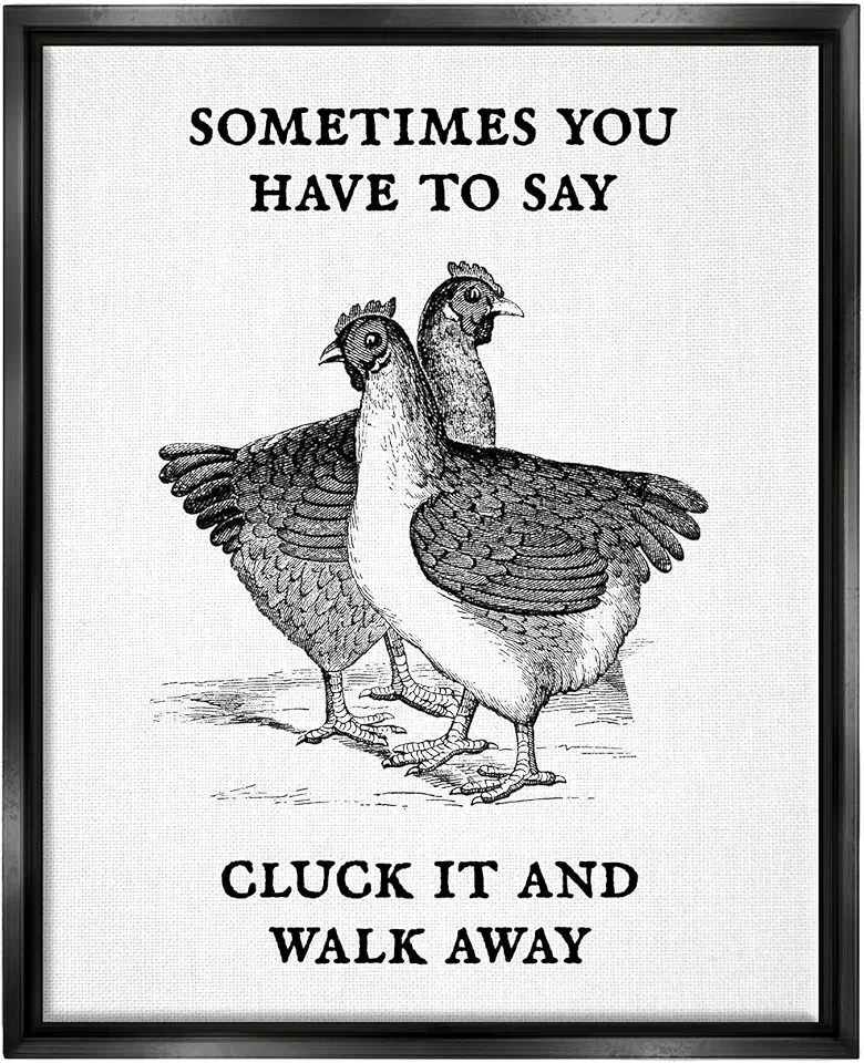 Stupell Industries Cluck It Funny Country Hens Humor Framed Floater Canvas Wall Art, Design by Lil' Rue
