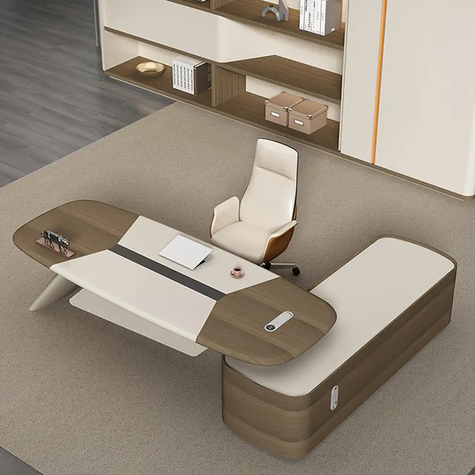 Modern and Simple Office Desk Rectangular L Shaped Desk Extra Large Workstation Business Furniture Set, 2m