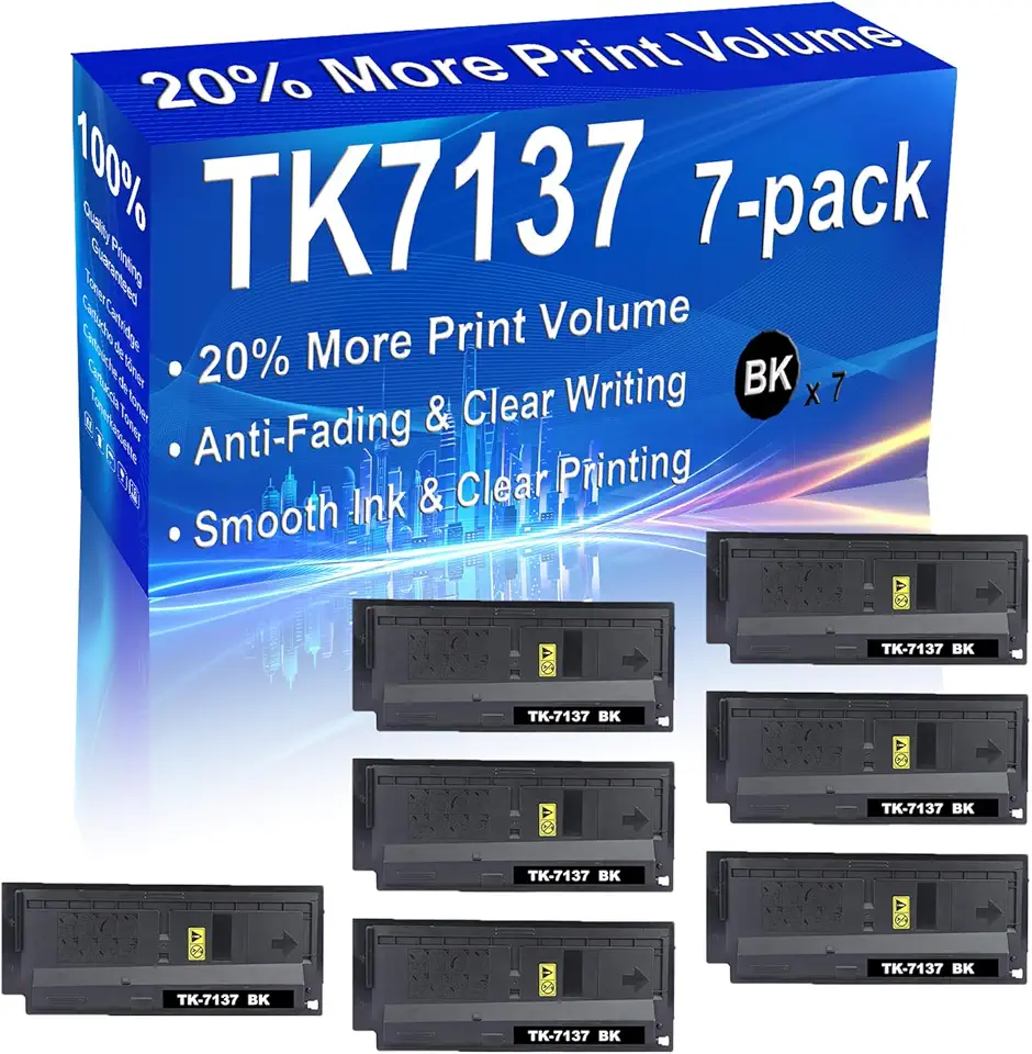 7-Pack (Black) Compatible High Yield TK7137 Laser Printer Toner Cartridge use for Taskalfa MZ3200i Printer