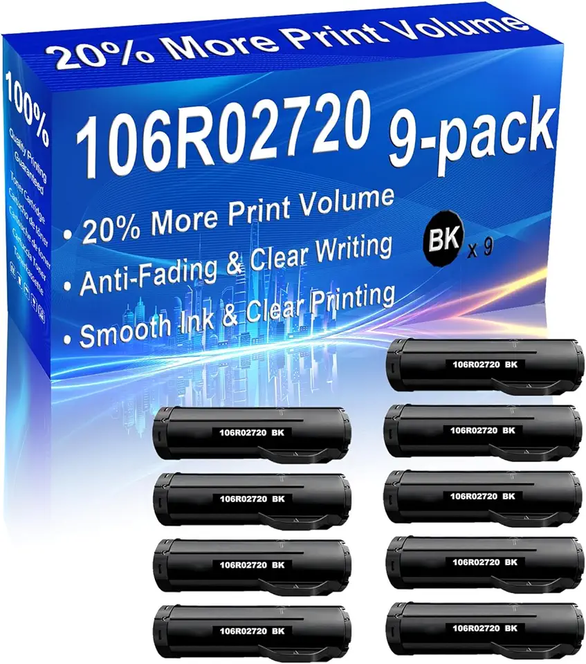 9-Pack (Black) Compatible High Yield 106R02720 Printer Toner Cartridge use for Phaser 3610 3610DN 3610N 3610DNW Printers