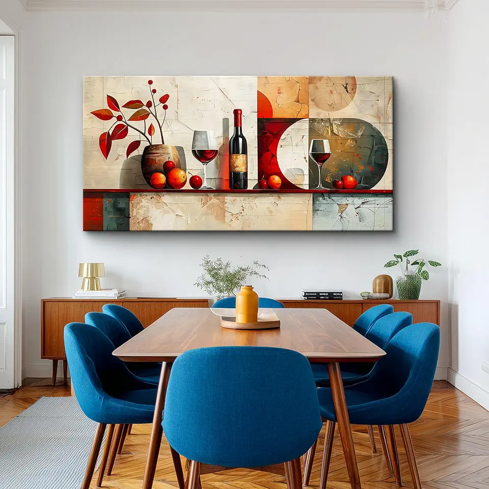 ERQINHUA Large Canvas Wall Decor For Kitchen Wall Art For Living Room Dining Room Decorations Wine Glass Still Life Abstract Picture Artwork Pub Wall Mural Posters Home Decor Aesthetics 24