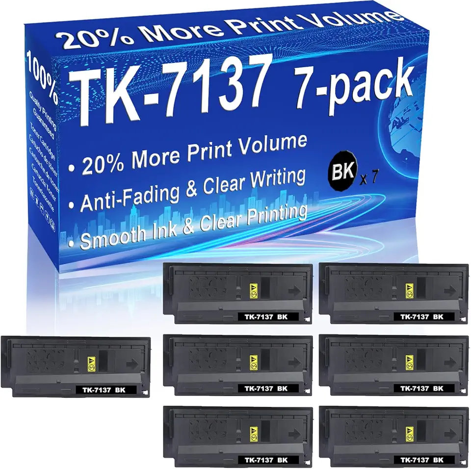 7-Pack (Black) Compatible High Yield TK-7137 TK7137 Toner Cartridge use for M118dw Taskalfa MZ3200i Printer