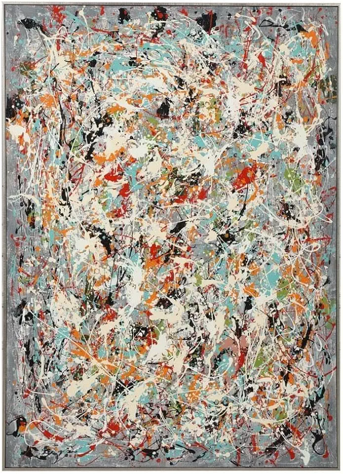 Uttermost 34379 Organized Chaos - 60.75 inch Hand Painted Canvas, Dark Gray/White/Red/Aqua/Orange/Yellow/Black/Green/Silver Leaf/Hand Painted Finish, 2.25 x 44.75 x 60.75