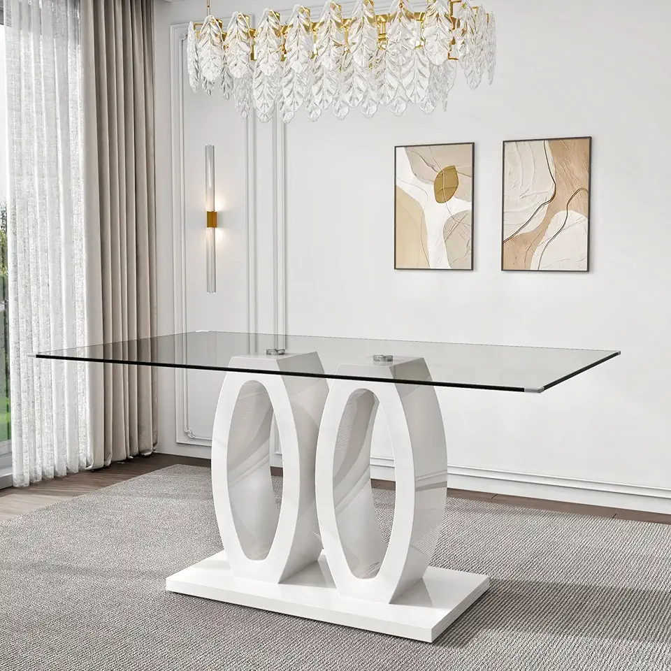 Glass Dining Room Table Set for 4-6, 63