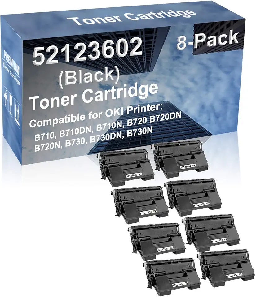8-Pack Compatible High Yield B720, B720DN, B720N Printer Cartridge Replacement for 52123602 Toner Cartridge (Black)