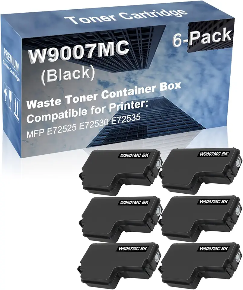 6-Pack Compatible High Capacity W9007MC Waste Toner Container Box use for MFP E72525 E72530 E72535 Printer (Black)