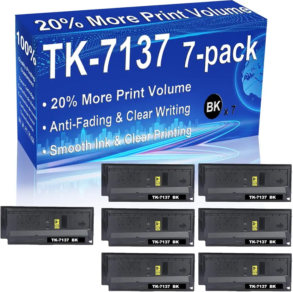 7-Pack (Black) Compatible High Yield TK-7137 TK7137 Laser Printer Toner Cartridge use for Taskalfa MZ3200i Printer