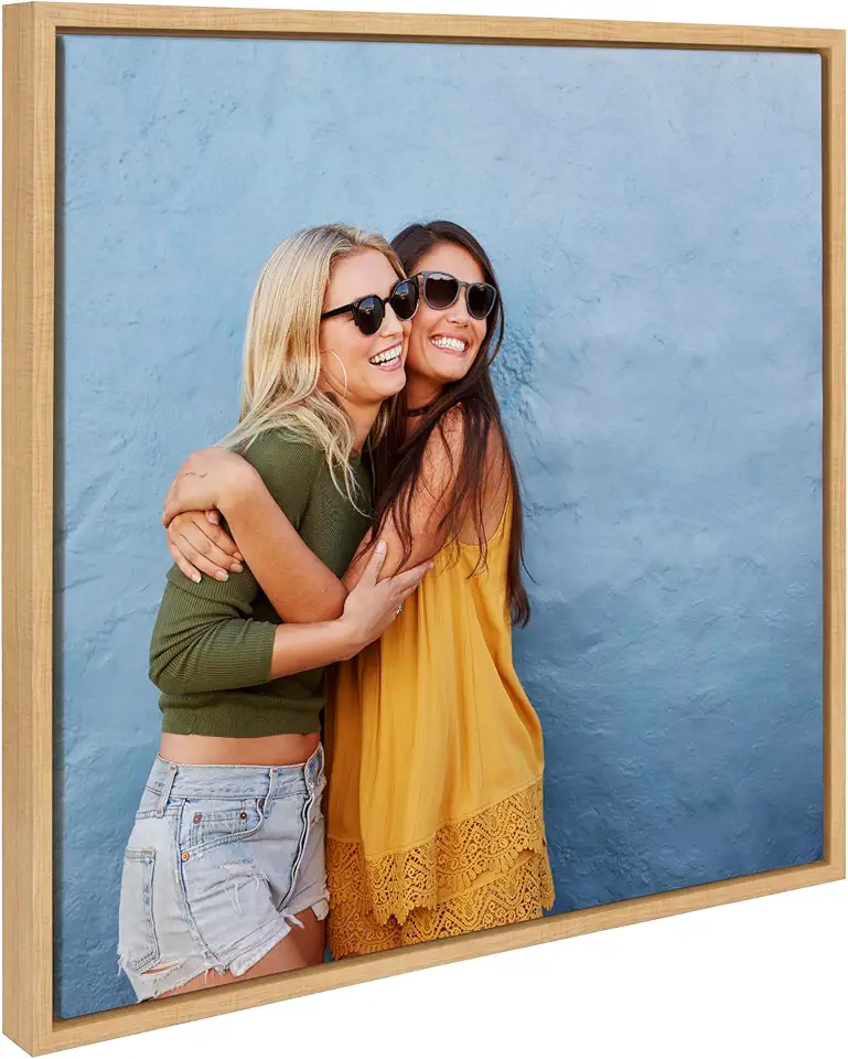 Kate and Laurel Custom Printed Framed Canvas Wall Art, 22x22 Natural, Sylvie Square Personal Canvas Print with Your Photos for Bedroom or Living Room Gallery Wall | Printed and Hand Framed in the USA