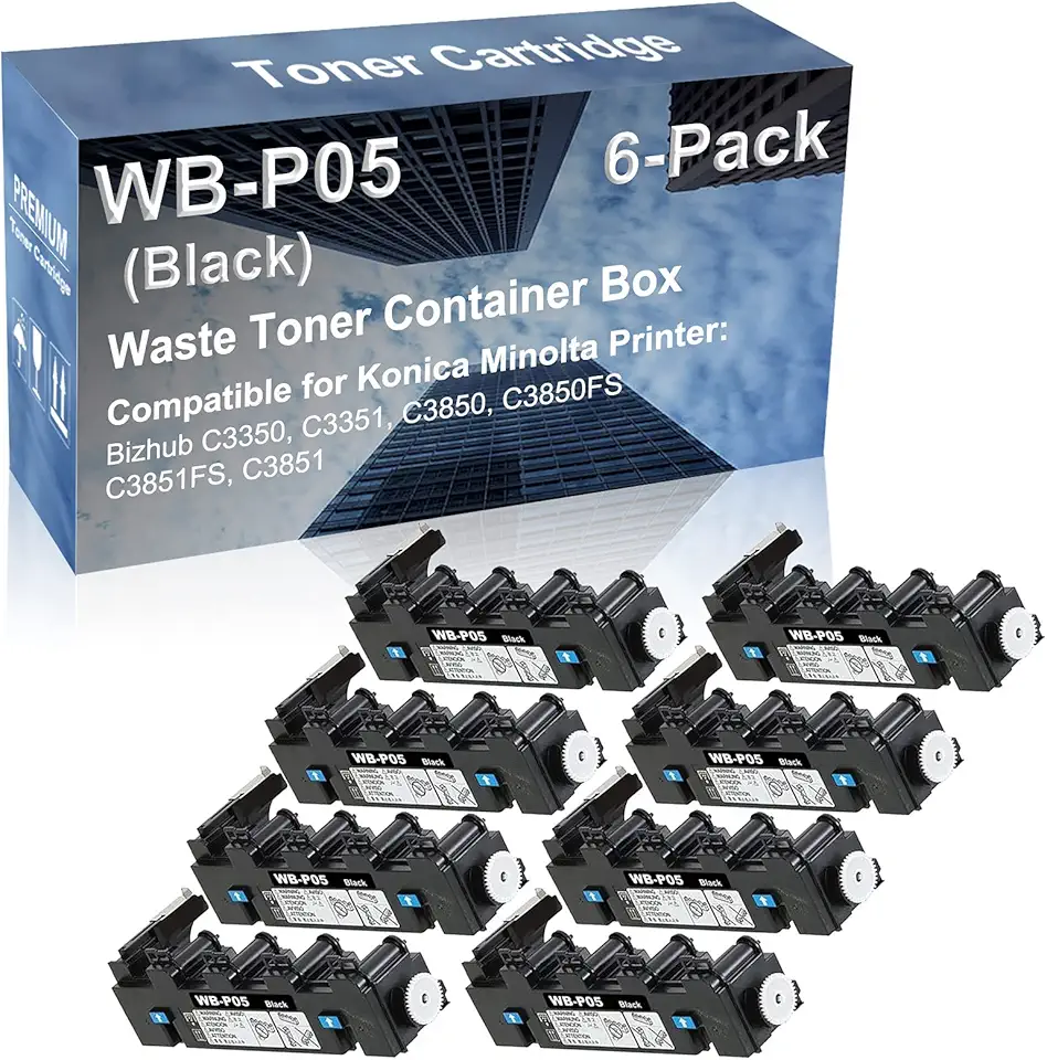 8-Pack Compatible High Capacity WBP05 WB-P05 Waste Toner Container Box use for Konica Minolta Bizhub C3350, C3351 Printer (Black)