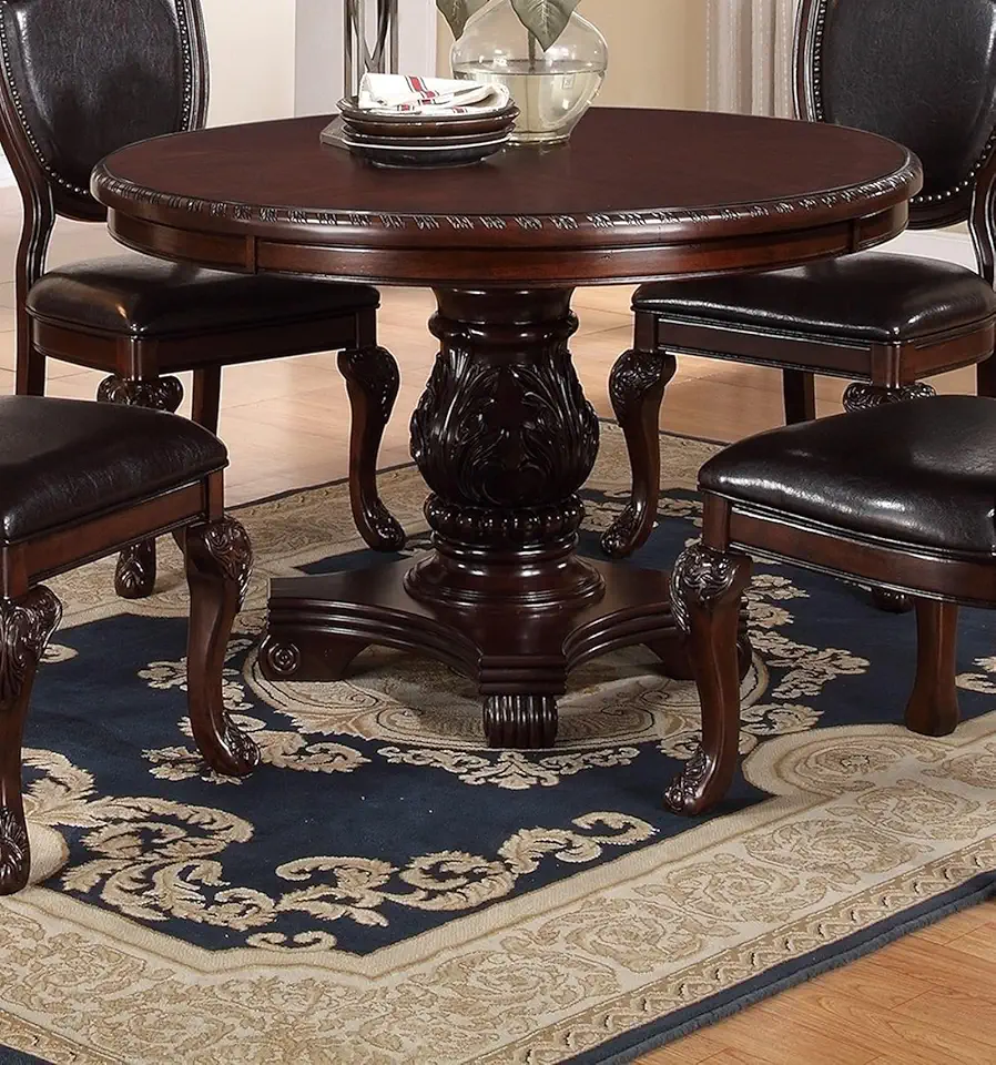 Formal Dining Room Table Brown 1Pc Dining Table Only Pedestal Base Royal Round Table