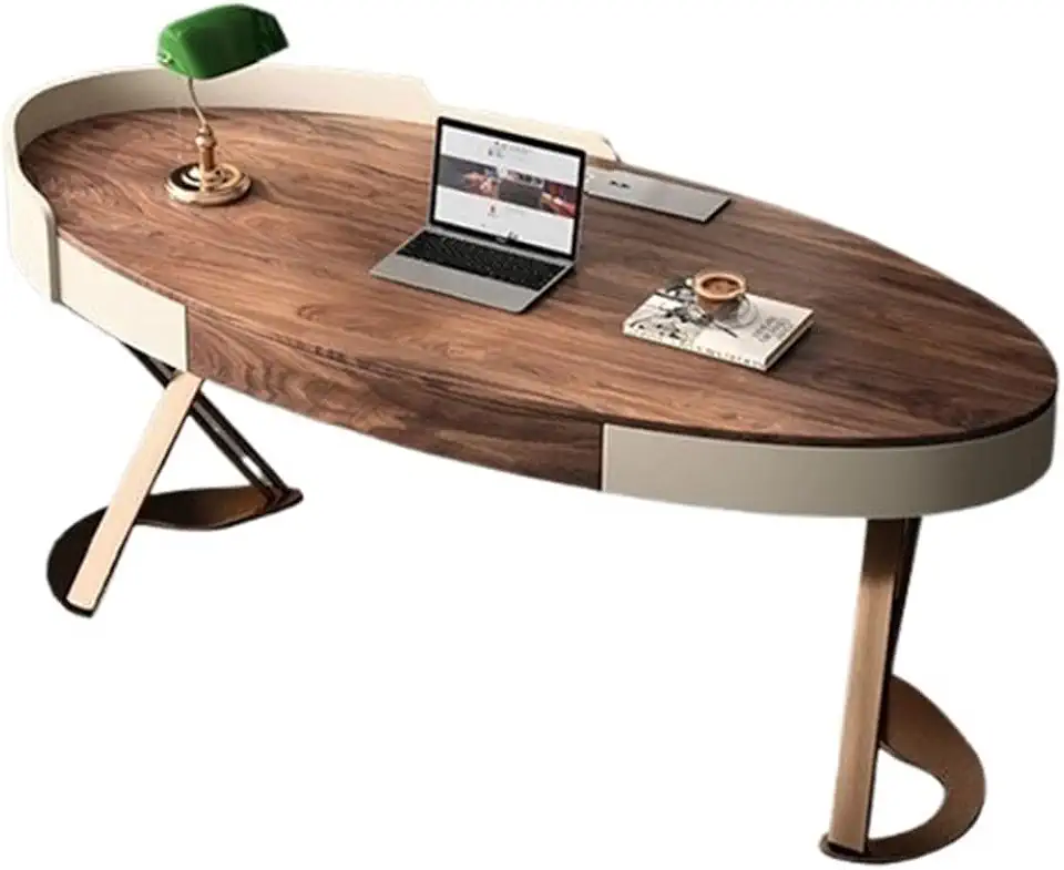 Sit Stand Desk Ash Wood Desk Modern Simple Study Writing Designer Villa Type Home Walnut Office Study Writing Table(140 * 81.8 * 75cm)