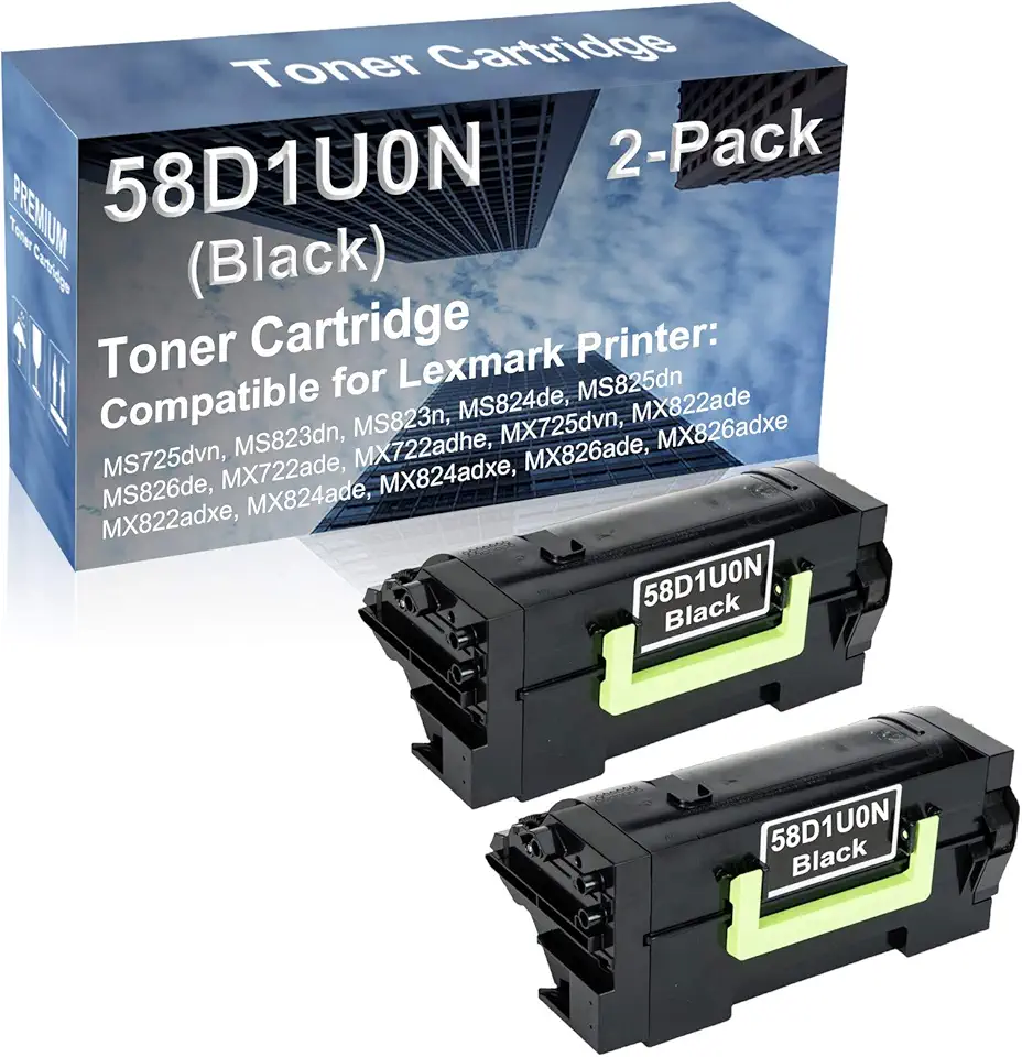 2-Pack Compatible High Capacity 58D1U0N Imaging Toner Cartridge use for MS725dvn MS823dn MS823n MS824de MS825dn Printer (Black)