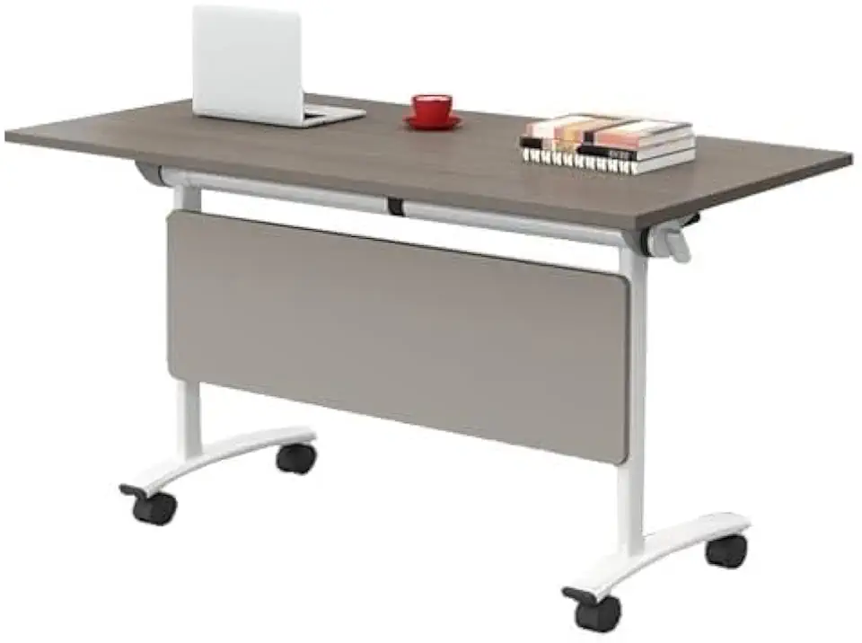 Mobile Folding Conference Table with Lockable Wheels Rectangular Rolling Training Table for Office Classroom Seminar Conference Room Tables (Maple 5PCS 47.2