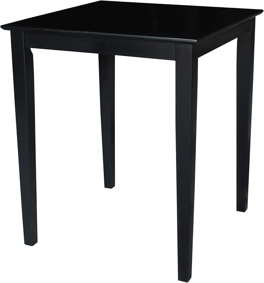IC International Concepts Solid Wood Top Dining Table, 36 Inch High, Black