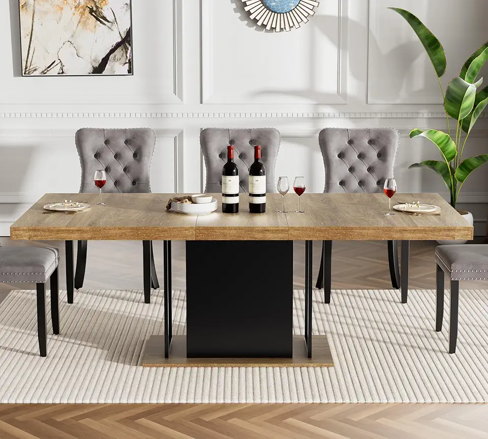 Extendable Dining Room Table for 6 8 10, 78.74