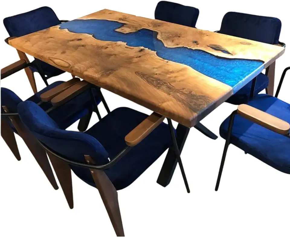 Large Epoxy Resin River Dining Table, Live Edge Wood & Blue Epoxy Table, Unique Hallway, River BlueTable, Luxury Desk, Kitchen Table, Gift Home, House Table, Bar Table, Unique Home Gift (40x80 inch.)