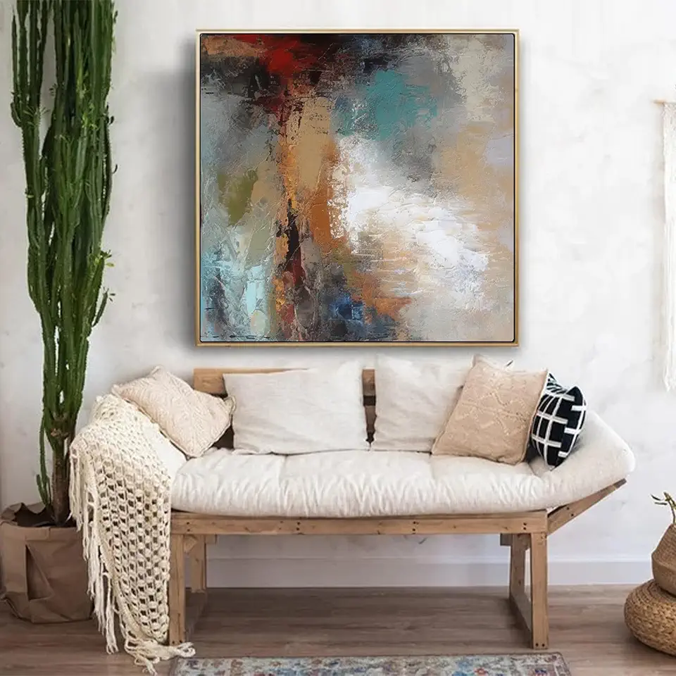 Brown Gray Texture Acrylic Painting,Modern Wall Art,Minimalist Wall Decor,Handmade Painting On Canvas,Office Wall Decor,House Decor,Unstretched,Frameless,(183X183cm) 72X72Inches