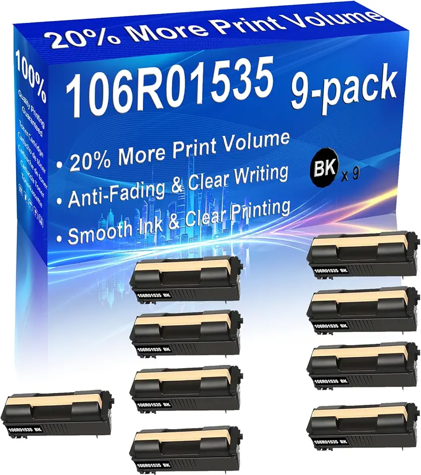 9-Pack (Black) Compatible High Yield 106R01535 Imaging Toner Cartridge Use for Phaser 4600 4620 4622 Printer