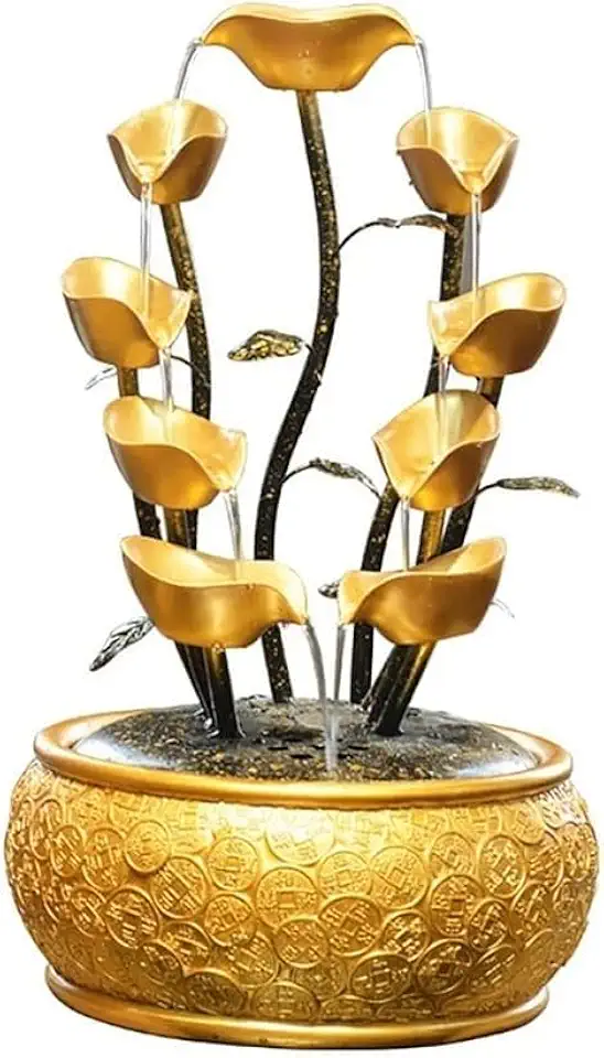 Golden Desktop Decoration Fountain - Resin Craft Waterfall Ornament for Living Room & Home Decor