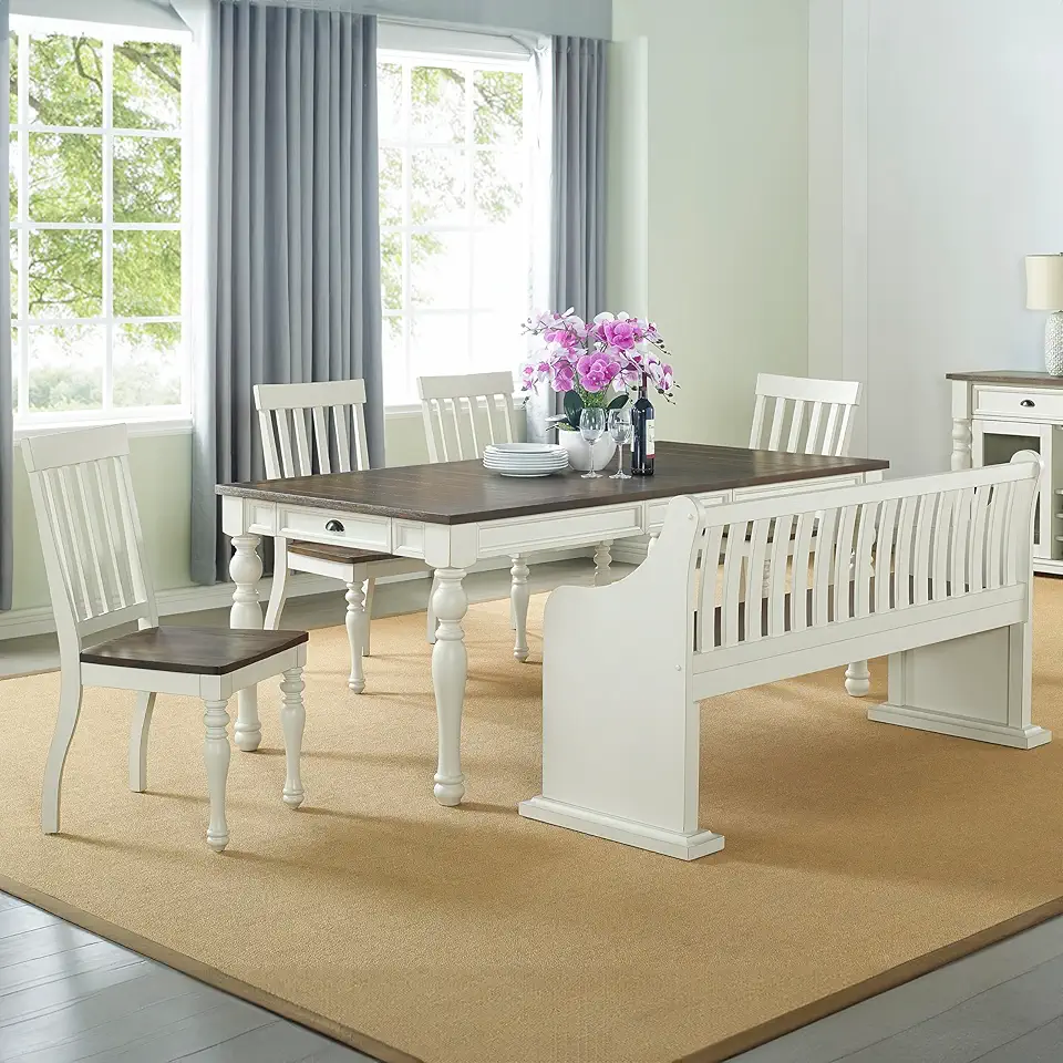 Steve Silver Furniture Joanna 6pc Dining Set, Farmhouse Design, 64