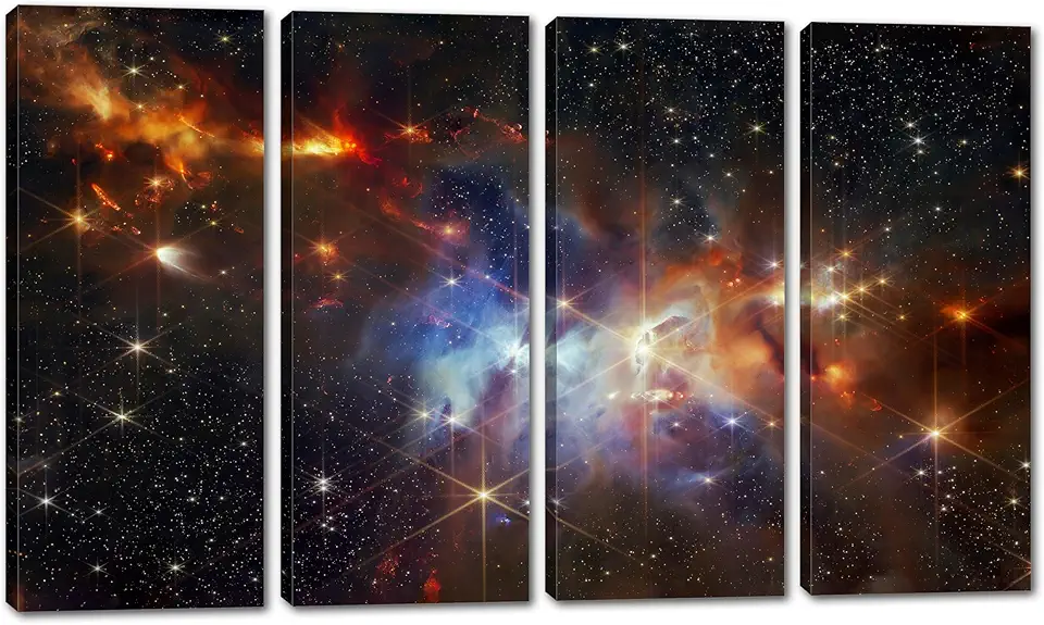 80 x 50 TOTAL - Serpens Nebula Canvas Print Space Wall Art 4 Panel Split by NASA's James Webb Space Telescope, JWST
