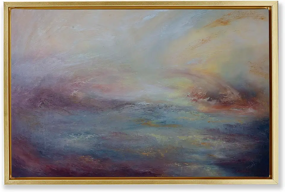 Stupell Industries Golden Hour Swirled Abstract Gold Floater Framed Canvas Wall Art Design by Lydia Orange, 25 x 17