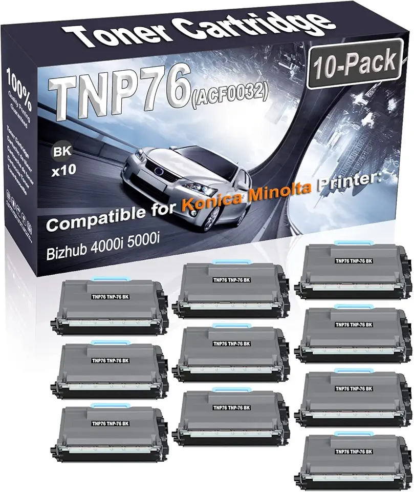 10-Pack (Black) Compatible TNP76 TNP-76 | ACF0032 Printer Toner Cartridge (High Capacity) fit for Konica Minolta Bizhub 4000i 5000i Printer