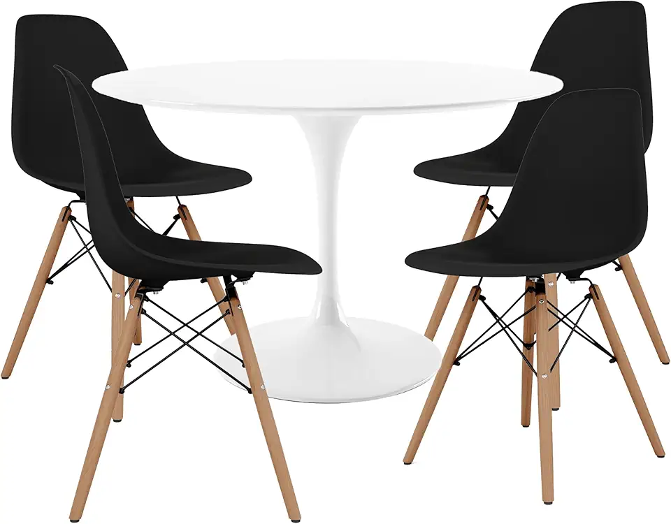 Aron Living Pyramid Set of Four Dining Chairs, Black and Rose 36