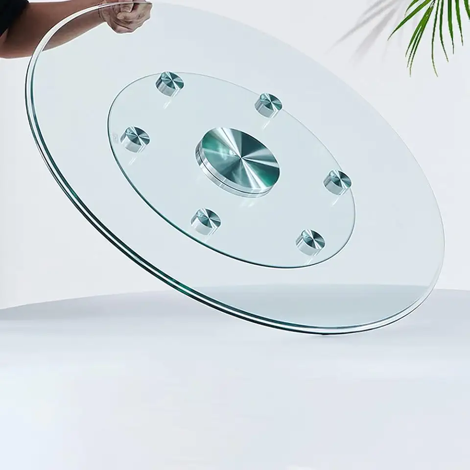 SYYXHC Transparent Rotating Serving Tray, 24in 28in 32in 33in 36in 40in Lazy Susan Turntable for Dining Table, Round Glass Serving Plate(85cm/33.5in)