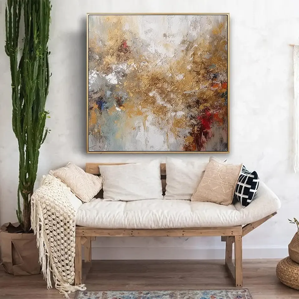 Brown Grey Abstract Canvas Painting,Large Textured Painting,Brown Canvas Painting,Minimalist Decorative Wall Art,Modern Artwork,Unstretched,Frameless,(183X183cm) 72X72Inches