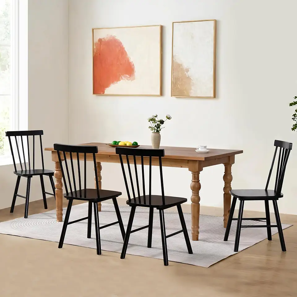 DUHOME Windsor Dining Chairs Set of 4,Farmhouse Style Spindle Back Wooden Kitchen Chairs for Home Kitchen, Dining Room,Living Room,Bistro