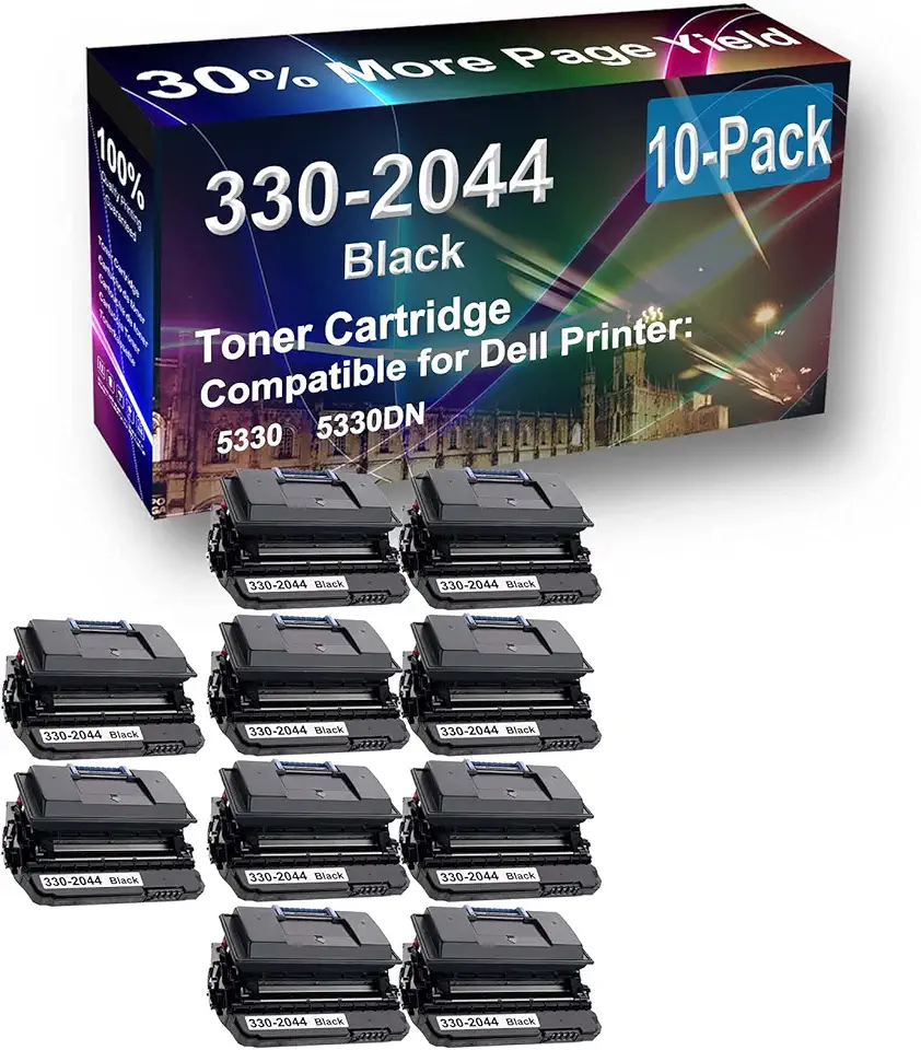 10-Pack Compatible High Yield 5330, 5330DN Printer Cartridge Replacement for Dell 330-2044 Toner Cartridge (Black)