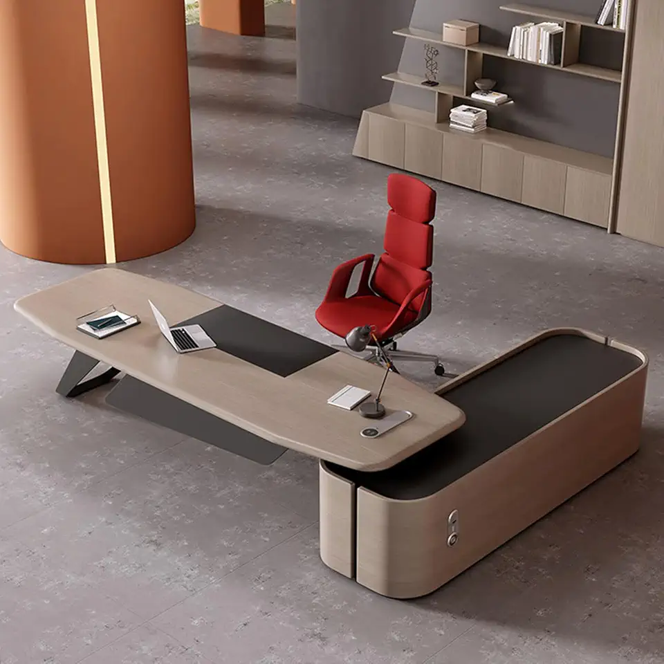 OUDINI Luxury Office Desk with Thickened Frame and Board Table Top Computer Desk Office Executive Desk for Home Office, 2.2m