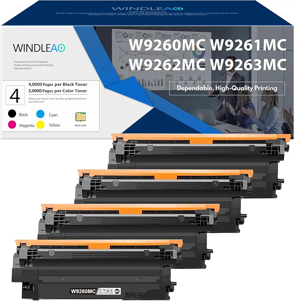 W9260MC W9261MC W9263MC W9262MC Toner Cartridges 4 Pack Replacement for HP W9260MC to use with Enterprise X65455dn X65465dn Printers, Black Cyan Magenta Yellow