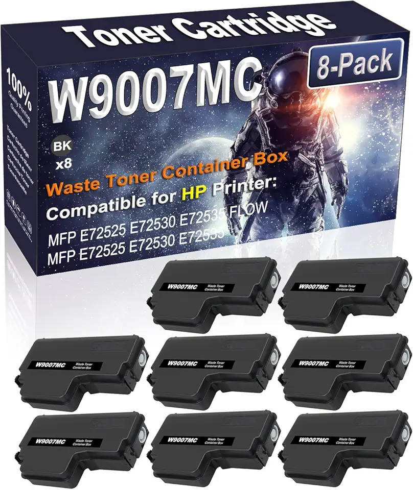8-Pack (Black) Compatible High Yield W9007 W9007MC Waste Toner Container Box Use for HP MFP E72525 E72530 E72535 Flow MFP E72525 E72530 E72535 Printer (100,000 Pages)