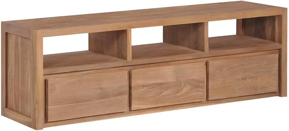 TV Media Console Television Entertainment Stands Cabinet Table Shelf Solid Teak Wood